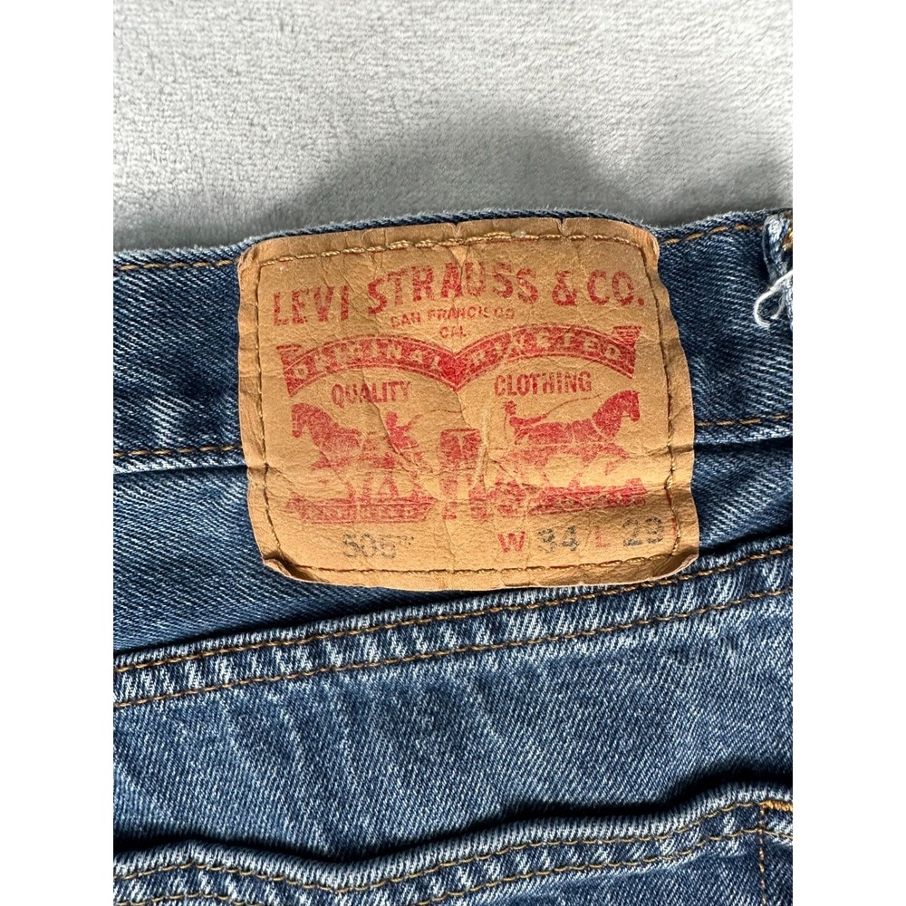 Levi's 505 Jeans Men's 34x29 Blue Cotton Regular Fit Medium Wash Straight Leg - Picture 10 of 16